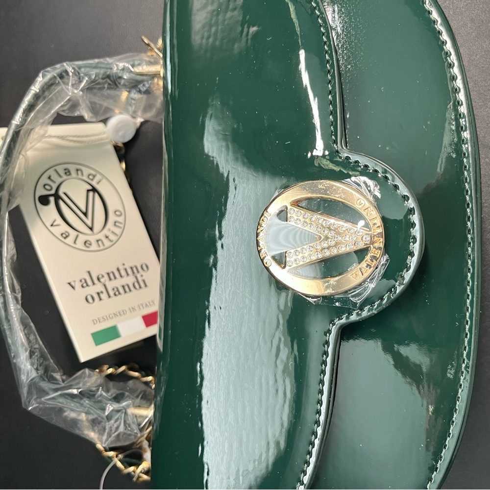 Valentino Orlandi Forest Green Crossbody Bag with Chain Strap - NWT - MSRP 210 - Picture 9 of 9